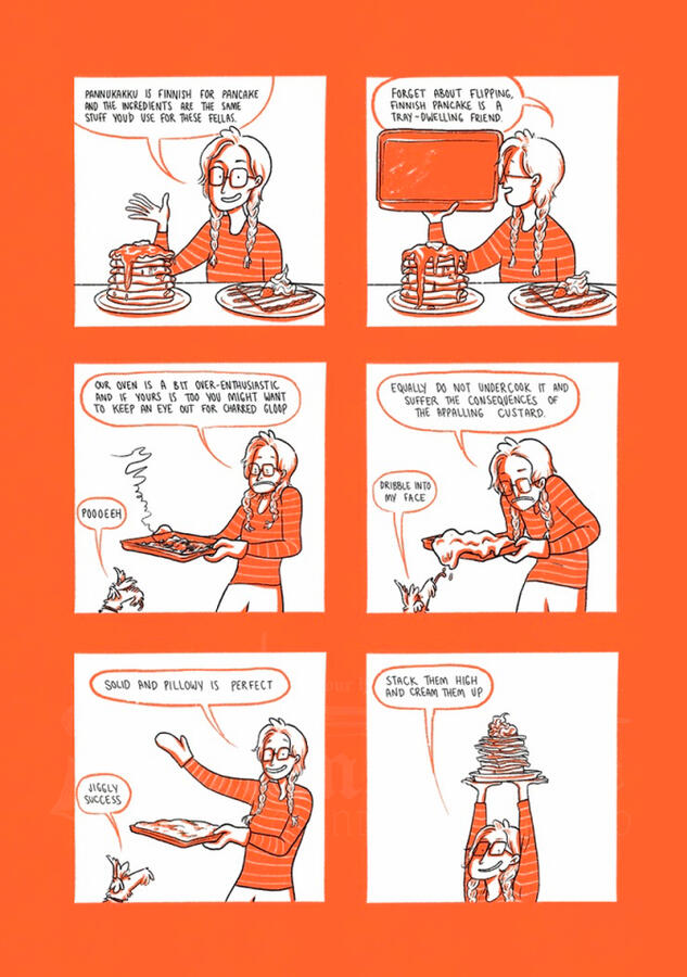 Savukoski, L. (2021). Patreon: Monthly recipe comics - Pannukakku. [Digital]. Comic page.
