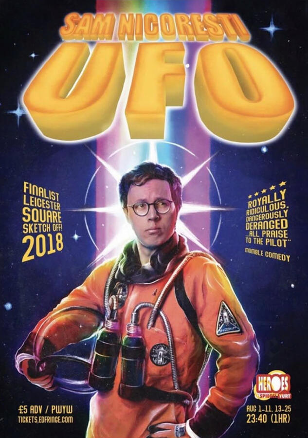 Savukoski, L. (2019). Sam Nicoresti: UFO. [Digital]. Illustrated poster commission.